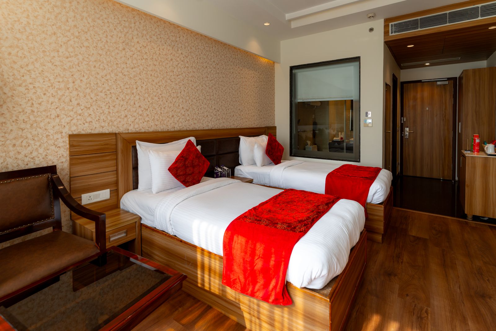 Twin Room: The armchair and writing surface